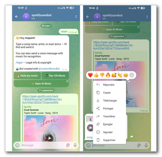 Spotify Telegram Bot pour Android et iPhone