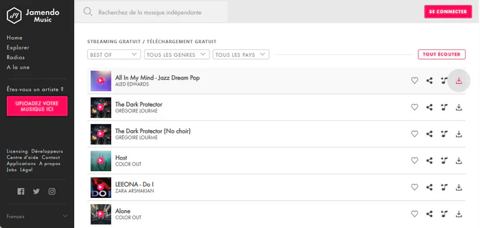 Télécharger MP3 gratuit avec Jamendo