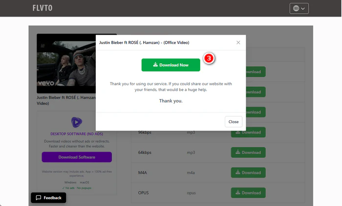 Télécharger une vidéo YouTube via Flvto