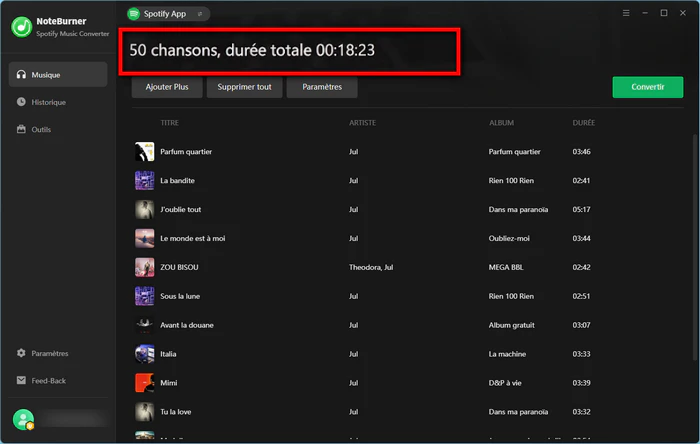 Test de vitesse de Noteburner