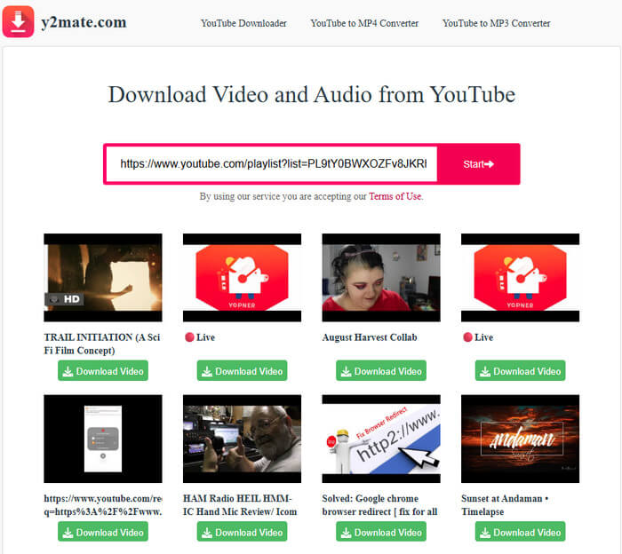 Y2Mate YouTube Playlist Downloader