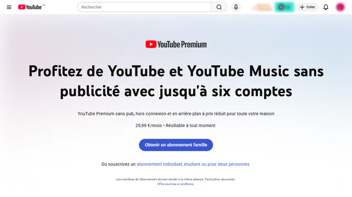 YouTube Premium Famille