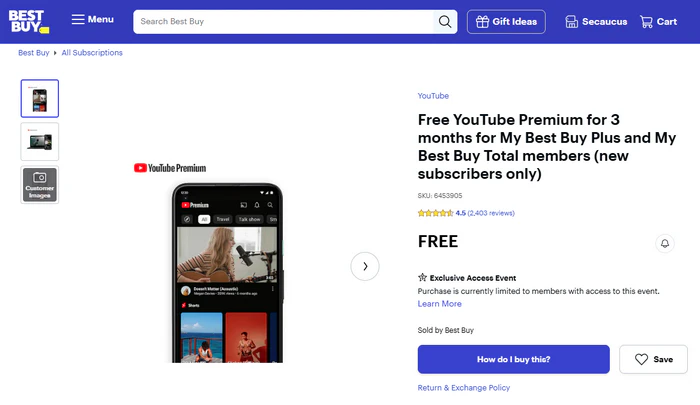 Avoir YouTube Premium 3 mois gratuit avec Best Buy