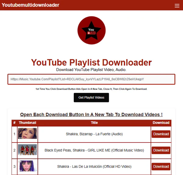 Youtubemultidownloader : permet d'analyser l'URL de playlist YouTube.