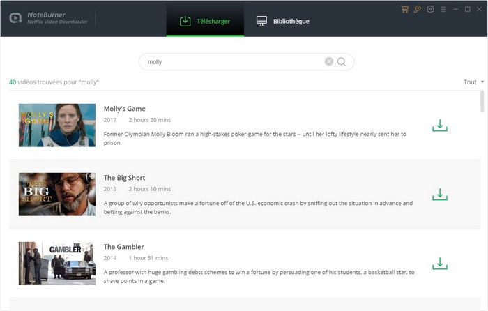 Recherchez des vidéos sur NoteBurner Netflix Video Downloader pour Windows