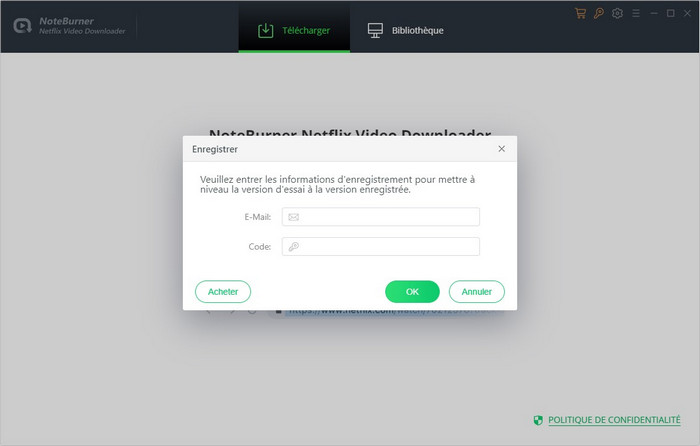 Register s'enregistrer NoteBurner Netflix Video Downloader