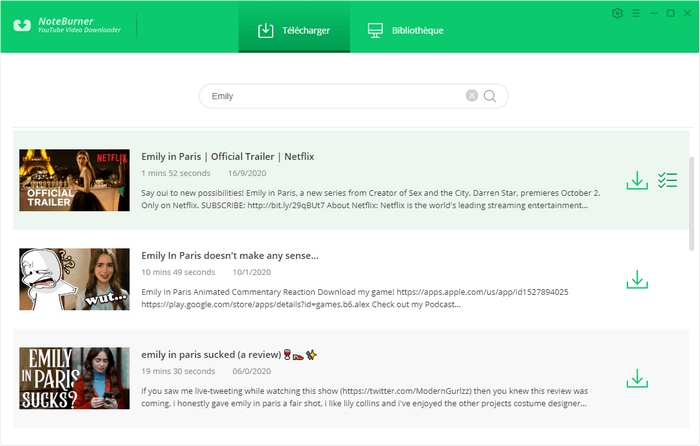 Recherchez des vidéos sur NoteBurner YouTube Video Downloader pour Windows