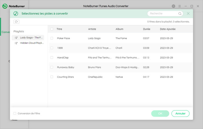 Importez la playlist Apple Music dans NoteBurner