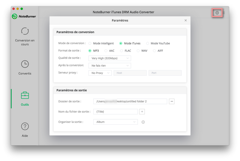 personnaliser les paramètres de MP3 format