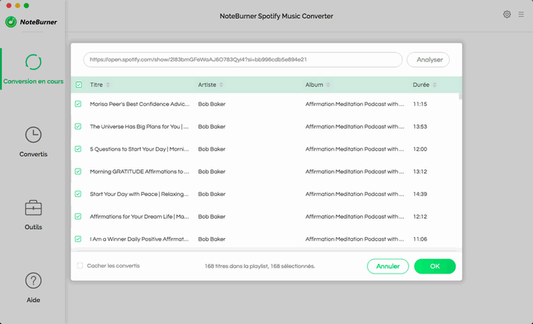 Importez de la musique Spotify vers NoteBurner