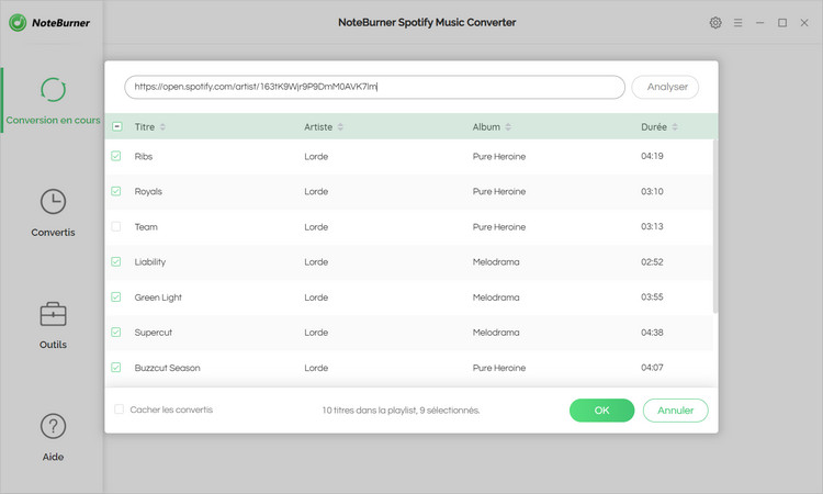 Importez la playlist Spotify dans NoteBurner
