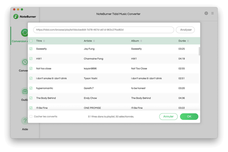 Ajoutez des morceaux de musique de Tidal