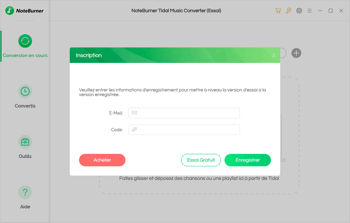 S'enregistrer NoteBurner Tidal Music Converter