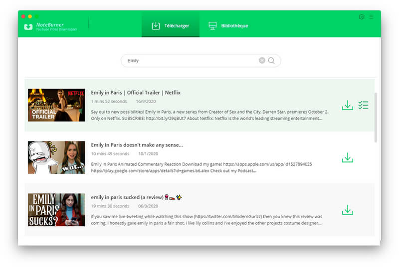 Recherchez des vidéos sur NoteBurner YouTube Video Downloader pour Mac