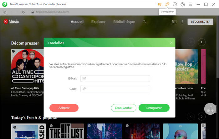 S'enregistrer NoteBurner YouTube Music Converter