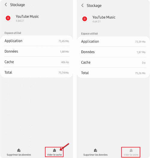 Videz le cache de YouTube Music