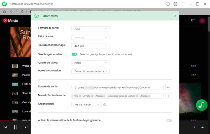 Définissez FLAC comme format de sortie
